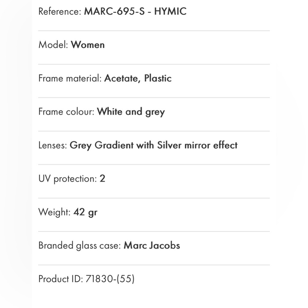 MARC JACOBS Sunglasses MJ693S-HYMIC-55  Shades White NEW With Case/Wipe - Picture 10 of 10
